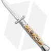 AKC Italian Stiletto Bayonet Swinguard Automatic Knife Stag Horn (4" Satin)