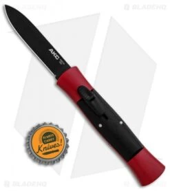 AKC 007 Concord OTF Automatic Knife Red/Black (2.75" Black Flat) -Akc Sales Store AKC 007 Concord OTF Red Black Flat GX 30499 jr bottlecap