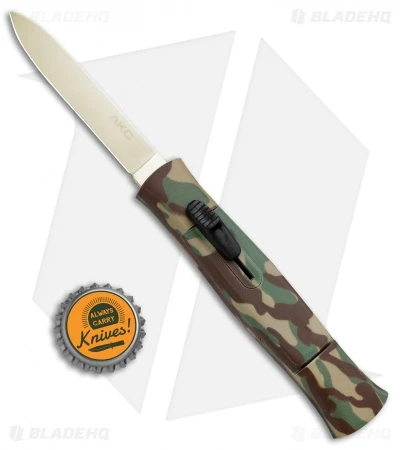 AKC 077 Concord OTF Automatic Knife Green Camo (3.25" Gold ) 4 AKC 077 Concord OTF Automatic Knife Green Camo (3.25" Gold ) - Image 4