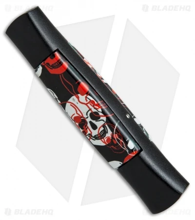AKC 077 Concord OTF Automatic Knife Red/White Skull (3.25" Black Flat) 3 AKC 077 Concord OTF Automatic Knife Red/White Skull (3.25" Black Flat) - Image 3