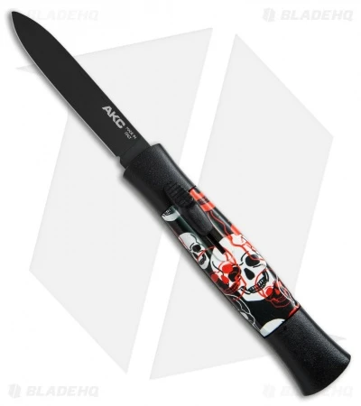 AKC 077 Concord OTF Automatic Knife Red/White Skull (3.25" Black Flat) 1 AKC 077 Concord OTF Automatic Knife Red/White Skull (3.25" Black Flat)