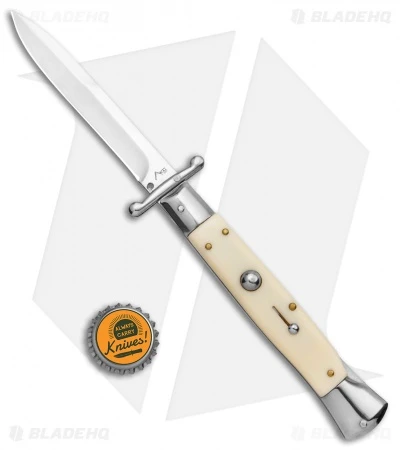 AKC Swinguard 10" Automatic Italian Stiletto Sim Ivory (4.25" Satin Bayonet) 4 AKC Swinguard 10" Automatic Italian Stiletto Sim Ivory (4.25" Satin Bayonet) - Image 4