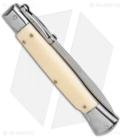 AKC Swinguard 10" Automatic Italian Stiletto Sim Ivory (4.25" Satin Bayonet) 6 AKC Swinguard 10" Automatic Italian Stiletto Sim Ivory (4.25" Satin Bayonet) -Akc Sales Store AKC 10in Italian Swinguard Sim Ivory Auto Bayo BHQ 138560 jr side