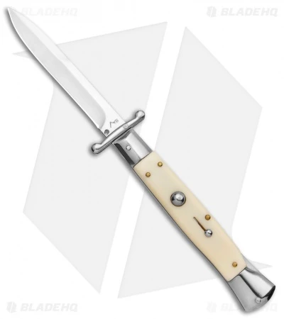 AKC Swinguard 10" Automatic Italian Stiletto Sim Ivory (4.25" Satin Bayonet) 1 AKC Swinguard 10" Automatic Italian Stiletto Sim Ivory (4.25" Satin Bayonet)