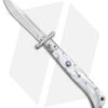 Italian Style 11" Roma Drop Point Auto Swinguard White Pearlex (4.6" Polished)