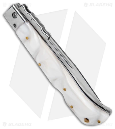 Italian Style 11" Roma Drop Point Auto Swinguard White Pearlex (4.6" Polished) 3 Italian Style 11" Roma Drop Point Auto Swinguard White Pearlex (4.6" Polished) - Image 3