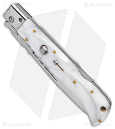 Italian Style 11" Roma Drop Point Auto Swinguard White Pearlex (4.6" Polished) 2 Italian Style 11" Roma Drop Point Auto Swinguard White Pearlex (4.6" Polished) - Image 2