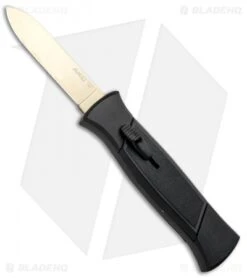 AKC 777 Blackfinger OTF Automatic Knife Black (3.25" Gold Flat)