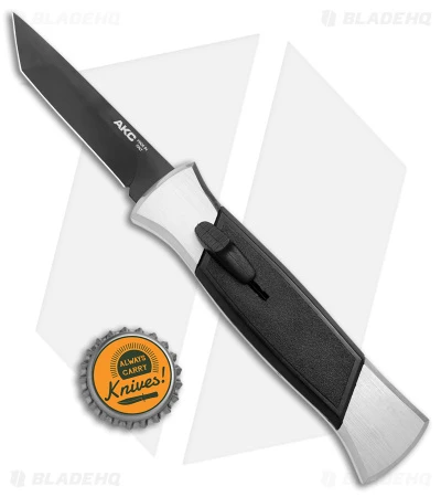 AKC 777 Blackfinger Tanto OTF Automatic Knife Brushed Aluminum (3.375" Black) 4 AKC 777 Blackfinger Tanto OTF Automatic Knife Brushed Aluminum (3.375" Black) - Image 4