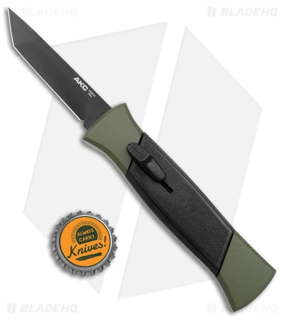 AKC 777 Blackfinger OTF Automatic Knife Green/Black (3.375" Black Tanto ) 4 AKC 777 Blackfinger OTF Automatic Knife Green/Black (3.375" Black Tanto ) - Image 4