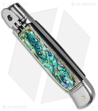 AKC Classic 8" Lever Lock Automatic Italian Knife Abalone (3.2" Polish Flat) 2 AKC Classic 8" Lever Lock Automatic Italian Knife Abalone (3.2" Polish Flat) - Image 2