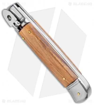 AKC 8" Lever Lock Italian Auto Olive Wood (3.2" Polish Flat) 2 AKC 8" Lever Lock Italian Auto Olive Wood (3.2" Polish Flat) - Image 2