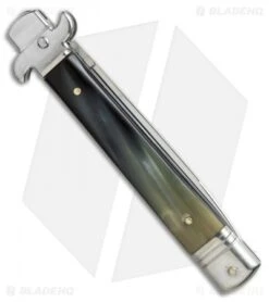 AKC Leverletto 9" Lever Lock Automatic Italian Knife Brazilian Horn (4" Satin) 5 AKC Leverletto 9" Lever Lock Automatic Italian Knife Brazilian Horn (4" Satin) -Akc Sales Store AKC 9in leverletto brazillian horn swedge BP 18824 er side