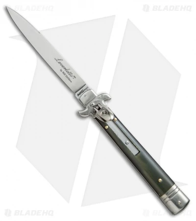 AKC Leverletto 9" Lever Lock Automatic Italian Knife Brazilian Horn (4" Satin) 1 AKC Leverletto 9" Lever Lock Automatic Italian Knife Brazilian Horn (4" Satin)