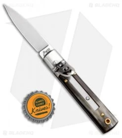 AKC Classic 6" Lever Lock Automatic Italian Knife Brazilian Horn (2.25" Satin) 7 AKC Classic 6" Lever Lock Automatic Italian Knife Brazilian Horn (2.25" Satin) -Akc Sales Store AKC Classic Leverlock Brazilian Horn BHQ 50889 ns bottlecap