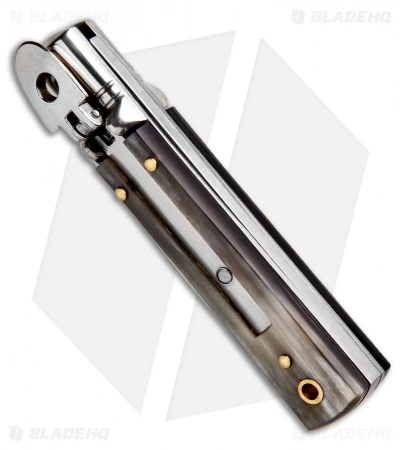 AKC Classic 6" Lever Lock Automatic Italian Knife Brazilian Horn (2.25" Satin) 3 AKC Classic 6" Lever Lock Automatic Italian Knife Brazilian Horn (2.25" Satin) - Image 3