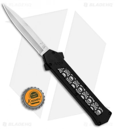 AKC F-16 D/A Bayonet OTF Automatic Knife Skulls (3.3" Satin) 4 AKC F-16 D/A Bayonet OTF Automatic Knife Skulls (3.3" Satin) - Image 4