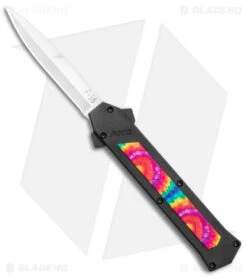AKC F-16 D/A Bayonet OTF Automatic Knife Tie Dye (3.3" Satin)
