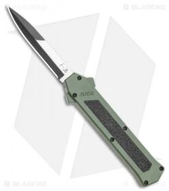 AKC F-16 D/A Bayonet OTF Automatic Knife OD Green Aluminum (3.3" Two Tone)