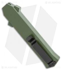 AKC F-16 D/A Bayonet OTF Automatic Knife OD Green Aluminum (3.3" Two Tone) -Akc Sales Store AKC F 16 OD Green D A OTF Automatic Knife Bayo Two TonePlain GX 35588 LS Side