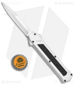 AKC F-16 D/A Bayonet OTF Automatic Knife White (3.3" Satin) -Akc Sales Store AKC F 16 White DA OTF Bayo Satin Plain BP 23853 jr bottlecap