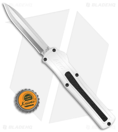AKC F-20 D/A Spear Point OTF Automatic Knife White Aluminum (3.6" Satin) 4 AKC F-20 D/A Spear Point OTF Automatic Knife White Aluminum (3.6" Satin) - Image 4