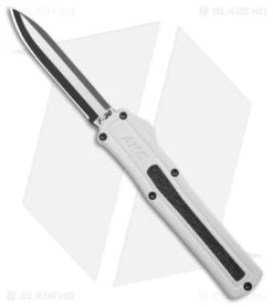 AKC F-20 D/A Drop Point OTF Automatic Knife White Aluminum (3.6" Two Tone)