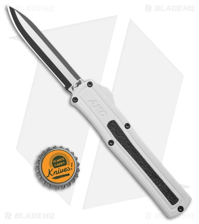 AKC F-20 D/A Drop Point OTF Automatic Knife White Aluminum (3.6" Two Tone) 4 AKC F-20 D/A Drop Point OTF Automatic Knife White Aluminum (3.6" Two Tone) - Image 4