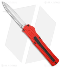 AKC F-20 DBL Dagger OTF Automatic Knife Red Aluminum (3.6" Satin)