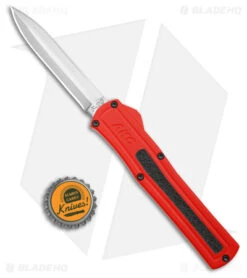 AKC F-20 DBL Dagger OTF Automatic Knife Red Aluminum (3.6" Satin) -Akc Sales Store AKC F 20 DA Dagger OTF Auto Red Aluminum Satin BHQ 179208 jr bottlecap