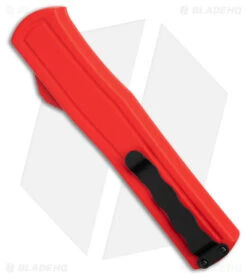 AKC F-20 DBL Dagger OTF Automatic Knife Red Aluminum (3.6" Satin) -Akc Sales Store AKC F 20 DA Dagger OTF Auto Red Aluminum Satin BHQ 179208 jr side