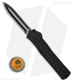 AKC F-20 D/A Dagger OTF Automatic Knife Black Aluminum (3.6" Two Tone) -Akc Sales Store AKC F20 DA Dagger OTF AK Black Alum 3in Two Tone BHQ 178763 td size