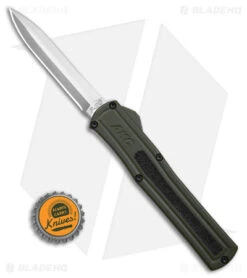 AKC F-20 D/A OTF Automatic Knife Dagger OD Green Aluminum (3.6" Satin) -Akc Sales Store AKC F20 DA OTF AK Dagger OD Green Alum 3in Satin BHQ 178613 td size