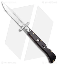 Italian Style 9" Ebony Roma Drop Point Auto Swinguard (4" Polished)