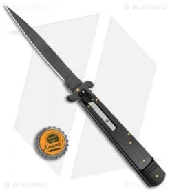 AKC Leverletto 9" Lever Lock Automatic Italian Knife Black (4" Black Flat) -Akc Sales Store AKC Leverletto 9in LL Auto Italian Black Black BHQ 50877 jr bottlecap