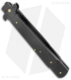 AKC Leverletto 9" Lever Lock Automatic Italian Knife Black (4" Black Flat) -Akc Sales Store AKC Leverletto 9in LL Auto Italian Black Black BHQ 50877 jr side