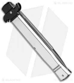 AKC Leverletto 9" Leverlock Automatic Italian Knife Polished Silver (4" Satin) 6 AKC Leverletto 9" Leverlock Automatic Italian Knife Polished Silver (4" Satin) -Akc Sales Store AKC Leverletto 9in LL Auto Italian Polished Silver Satin BHQ 86766 jr side