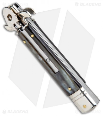 AKC Leverletto 7.75" Lever Lock Auto Italian Knife Honey Horn (3.25" Satin Bayo) 2 AKC Leverletto 7.75" Lever Lock Auto Italian Knife Honey Horn (3.25" Satin Bayo) - Image 2