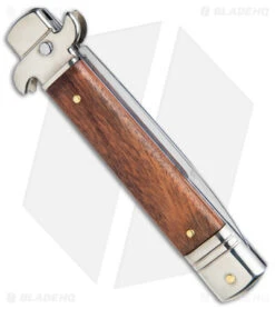 AKC Leverletto 7.75" Lever Lock Auto Italian Knife Cocobolo (3.3" Satin Bayonet) -Akc Sales Store AKC Leverletto LL Auto Italian Cocobolo Satin Bayo BHQ 139808 jr side