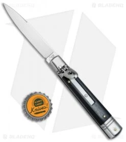 AKC Leverletto 7.75" Lever Lock Auto Italian Knife Ebony Wood (3.25" Satin) -Akc Sales Store AKC Leverletto LL Italian Ebony Wood Satin BHQ 75615 jr bottlecap