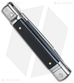 AKC Leverletto 7.75" Lever Lock Auto Italian Knife Ebony Wood (3.25" Satin) -Akc Sales Store AKC Leverletto LL Italian Ebony Wood Satin BHQ 75615 jr side