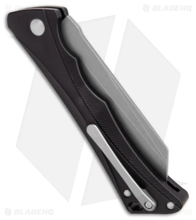 AKC Smarty Automatic Knife Button Lock Black Aluminum (3.3" Stonewash) 3 AKC Smarty Automatic Knife Button Lock Black Aluminum (3.3" Stonewash) - Image 3