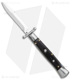 AKC Swinguard 9" Automatic Italian Stiletto Ebony (4" Satin Bayonet)