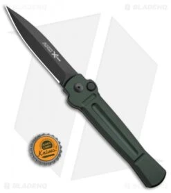 AKC X-treme Ace Automatic Knife Dark Green (3.6" Black) -Akc Sales Store AKC X TREME ACE Side Opening Automatic Knife Green Black BHQ 100385 kp bottle cap