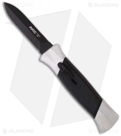 AKC 777 Blackfinger Dagger OTF Automatic Knife Brushed Aluminum (3.375" Black) 1 AKC 777 Blackfinger Dagger OTF Automatic Knife Brushed Aluminum (3.375" Black)