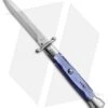 AKC Swinguard 9" Automatic Italian Stiletto Blue Pearlex (4" Satin Bayonet)