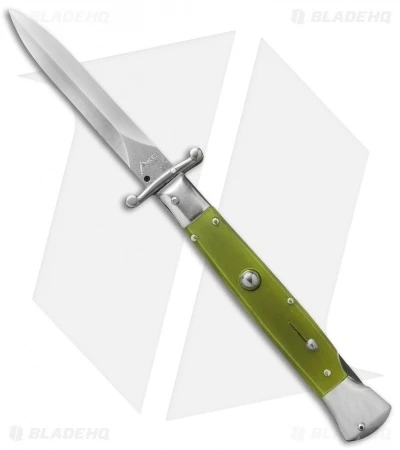 AKC Swinguard 9" Automatic Italian Stiletto Green Pearlex (4" Satin Dagger) 1 AKC Swinguard 9" Automatic Italian Stiletto Green Pearlex (4" Satin Dagger)