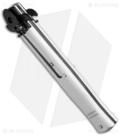 AKC Leverletto 9" Lever Lock Automatic Italian Knife Silver (4" Satin Flat) -Akc Sales Store akc large leverletto silver black bottom cm