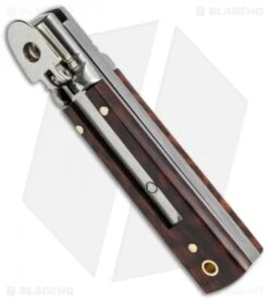 AKC Classic 6" Lever Lock Automatic Italian Knife Snakewood (2.5" Damascus) -Akc Sales Store akc lever 6in snakewood damascus flat bottom cm
