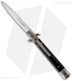 AKC Leverletto 9" Lever Lock Automatic Italian Knife Dark Horn (4" Satin Flat)